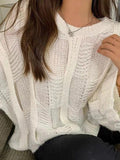 Kukombo Solid Cutout Loose Knit Sweater