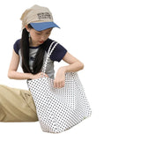 Kukombo 2025 Retro Casual Polka Dot Canvas Hot Selling Women's Shoulder Bag New Fashionable Versatile Practical Large Capacity Tote Bag ootd