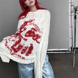 Kukombo Autumn Fashion Gothic Clothing Grunge Top Y2K Dark Punk Hole Chic Designed Hoodies Women Print Loose Streetwear Hoodie Oversized Spring Style 2025