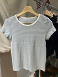 Kukombo Sweet Pink Striped Short Sleeve Tees Women New Casual Slim O-neck Tshirts Tops Female Cute Preppy Style Streetwear T-shirts Y2K
