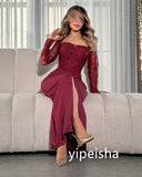 Kukombo Customized Intricate Pleat A-line Square Neck Midi Dresses Evening Dresses Classic Exquisite Modern Style Pastrol Unisex Chinese (PRE-ORDER)