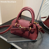 Kukombo Small Size Top-handle Bags For Women Belt Buckle Design Mini Shoulder Cross Body Shell Bag Luxury Designer Purses And Handbags