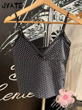 Kukombo Red Dot Fungus Trim Bow Tank Tops Women Summer Casual Cotton Slim V-neck Sleeveless Camis Sweet Cute Preppy Style Y2K Vests New