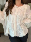 Kukombo Solid Cutout Loose Knit Sweater