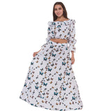 Kukombo classy winter outfits Butterfly Print Two-Piece Bohemian Large Skirt Long Dress Casual Beach Dress