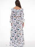 Kukombo classy winter outfits Butterfly Print Two-Piece Bohemian Large Skirt Long Dress Casual Beach Dress