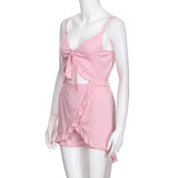Kukombo indie dress to impress 2024 Spring/Summer Women's Ruffled Irregular Strap Jumpsuits