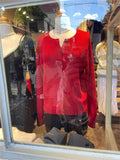 Kukombo New Vintage Red Sweater Single Breasted Cardigan Jackets Round Neck Knitting Outerwear Casual Fashion Pullovers Top Christmas