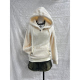 Kukombo Outfit Women's winter Hoodie Sweet Sexy Kawaii Pullover High waist Slim Pockets Long Sleeves Coat Korea Cute Top Femme Harajuku Hoodies