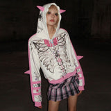 Kukombo Fashionable Subculture Emo Hooded Sweatshirts Women Jacket American Retro Street Style and Y2K Fashion Design Top Harajuku Coats ootd