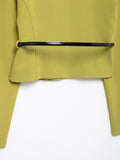Kukombo Green V-Neck Shirt Short Skirt Set With Belt French Casual Slim Fit Long Sleeved Blouse Coat Half Skirts Women Dress Autumn New ootd outfit idea
