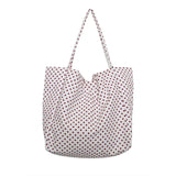 Kukombo 2025 Retro Casual Polka Dot Canvas Hot Selling Women's Shoulder Bag New Fashionable Versatile Practical Large Capacity Tote Bag ootd