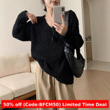 fall outfits 2024 Korean Style Lazy Style Loose V-neck Sweater Top Women's Autumn and Winter Casual Sweater Women's