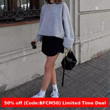 tailgate outfit black women 2024 Autumn and Winter Style Casual Solid Color Top Loose Pullover Fashion Sweater Coat