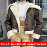 Kukombo fall outfits 2024 Autumn and Winter Fashion Contrast Color Stitching Fur Integrated Short Leather Coat for Women