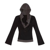 Kukombo Outfit Punk Sexy Slim Hip Hop Hoodies Pullovers Vintage Clothes 90S Long sleeves Women Hoody Streetwear Sweatshirts Goth Y2k Hoodie Top
