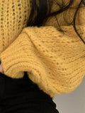 Kukombo Cutout Lantern Sleeve Baggy Sweater