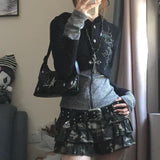 Kukombo Outfit Aesthetic Hoodies Gothic Top Women Clothing Zip Up Rhinestone Slim Oversized Hooded Punk Sexy Korea Sweatshirt Kawaii Girl Coat