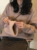 Kukombo Solid Crew Neck Knit Sweater