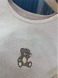 Kukombo Sweet ink Striped Little Bear Embroidery T-shirt Women Spring New O-Neck Short Sleeve Cotton Slim Tshirts Tops Casual Cute Tees