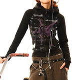 Kukombo Outfit Hoodies Gothic Women Clothes Zip Up Hoodie Star Slim Long Sleeves Tops Winter 90s Vintage Sweatshirt Aesthetic Y2k Jacket Hoody