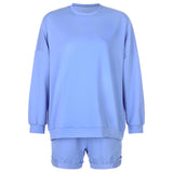 Kukombo discover style ideas 2024 New Original Single Loose Slimming Casual Long-Sleeved Top Elastic Shorts Fashion Suit Women