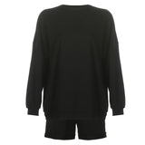 Kukombo discover style ideas 2024 New Original Single Loose Slimming Casual Long-Sleeved Top Elastic Shorts Fashion Suit Women
