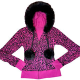 Kukombo party outfit  Plush Leopard Pattern Hoodie High Street Urban Beauty 90S Tops Trash Punk American Hip-Hop Rock Retro Chic Casual Women's Hoodie
