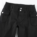 Kukombo - Women's vintage low rise bootcut pants bell bottom pants with pockets