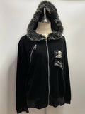 Kukombo Outfit Gothic Hoodie Women's winter Coat Hip Hop Punk Top Vintage Streetwear Zip Up Fox Fur Oversize Hoody Graphic Harajuku Y2k Hoodies