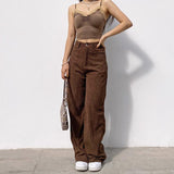 Kukombo - Women's straight leg corduroy pants fall/winter high waist corduroy pants