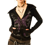 Kukombo Outfit Hoodies Gothic Women Clothes Zip Up Hoodie Star Slim Long Sleeves Tops Winter 90s Vintage Sweatshirt Aesthetic Y2k Jacket Hoody