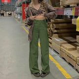 Kukombo - Women's straight leg corduroy pants fall/winter high waist corduroy pants