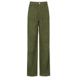 Kukombo - Women's straight leg corduroy pants fall/winter high waist corduroy pants