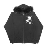 Kukombo Valentine's Day Aesthetic Y2K Harajuku Retro Aesthetics Womens Men Fur Collar Cardigan Sweatshirt Goth Punk Rock Hip Hop Aesthetic Hoodie Print Streetwear