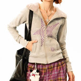 Kukombo Outfit Hoodies Gothic Women Clothes Zip Up Hoodie Star Slim Long Sleeves Tops Winter 90s Vintage Sweatshirt Aesthetic Y2k Jacket Hoody