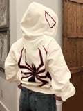 Kukombo Punk Zip Up Hoodie with Spider Print