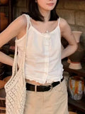 Kukombo Casual Women Soft Cotton White Slim Cardigan Camis 2025 Spring Fashion Ladies Sleeveless Female Bow Ornament Chic Tops