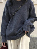Kukombo Solid Crew Neck Knit Sweater