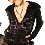 Kukombo Outfit Hoodies Gothic Women Clothes Zip Up Hoodie Star Slim Long Sleeves Tops Winter 90s Vintage Sweatshirt Aesthetic Y2k Jacket Hoody