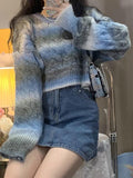 Kukombo Ombre Cable Knit Short Sweater