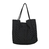 Kukombo 2025 Retro Casual Polka Dot Canvas Hot Selling Women's Shoulder Bag New Fashionable Versatile Practical Large Capacity Tote Bag ootd