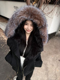 Kukombo Outfit Gothic Hoodie 90s Korea Coats Vintage Streetwear Zip Up Fox Fur Black Oversize Hoody Graphic Crop Top Harajuku Kpop Y2k Hoodies