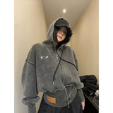 Kukombo Outfit Korea Hoodie Vintage Women clothes Casual Zip Up Crop Top Hip hop Kpop Coats Grunge Graphic Jacket Femme Harajuku Y2k Hoodies