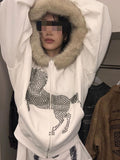 Kukombo Outfit Zip Up Hoodie Winter Women Clothes Casual Rhinestone White Coat Punk  Hoodies Femme Aesthetic Vintage Jackets Gothic Y2k Tops