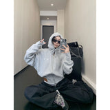 Kukombo Outfit Korea Hoodie Vintage Women clothes Casual Zip Up Crop Top Hip hop Kpop Coats Grunge Graphic Jacket Femme Harajuku Y2k Hoodies