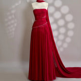 Kukombo Customized Chinese Style Jersey Pleat A-line Strapless Midi Dresses Prom Dresses Classic Exquisite Modern Style Pastrol Unisex C (PRE-ORDER)