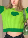 Kukombo Knit Heart Print Slim Sweater