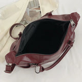Kukombo Wine Red Handbag for Women Large Capacity Pu Leather Ladies Armpit Shoulder Bags Sewing Thread Pattern Female Hobo Crossbody Bag