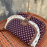 Kukombo 2025 Polka Dot Vintage Bag Casual Canvas Crossboby Bag Lace One-Shoulder Bag ootd